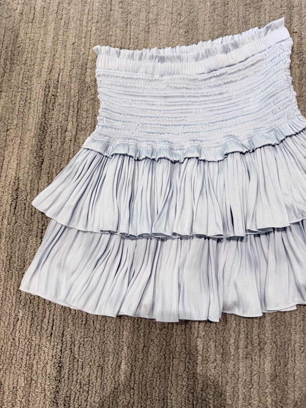 Light Blue Ruffled Tiered Mini Skirt - Picture 5 of 14